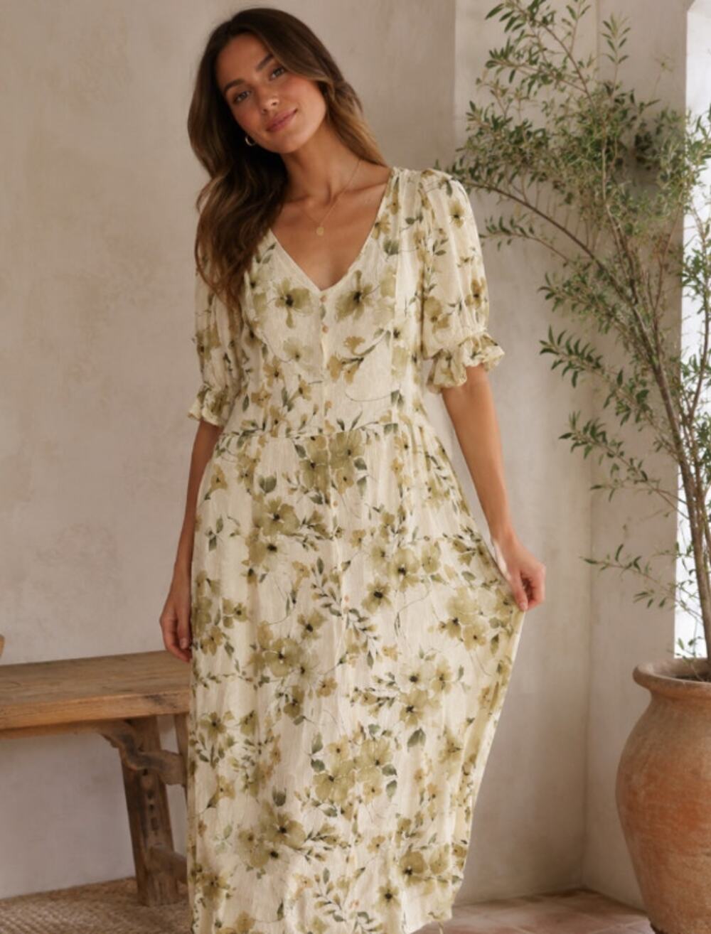 Christy Dawn Floral Neutral Dress